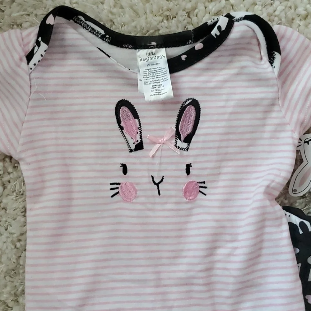 Little beginnings 12 mo baby outfit rabbits